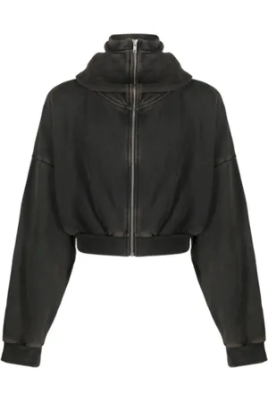 Entire Studios Sweatshirts & Hoodies, Herr, L, Bomull, Svart Tvättad Zip-Jacka