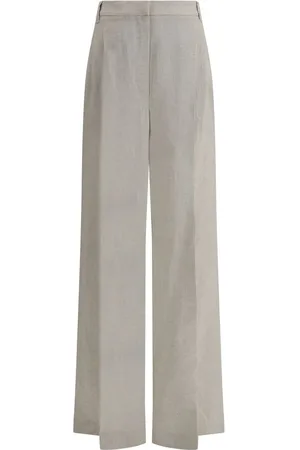 Brunello Cucinelli Byxor, Dam, 2Xl, Linne, Linnebyxor med Lamé-detaljer
