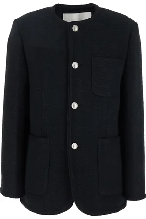 DUNST Jacka, Dam, S, Tweed, Oversized Kragefri Tweedjacka Svart