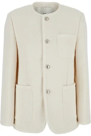 DUNST Jacka, Dam, S, Tweed, Oversized Collarless Tweed Jacket
