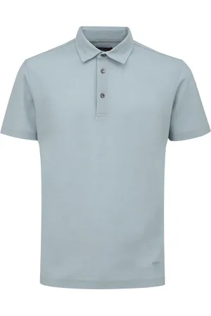 corneliani Topp, Herr, S, Bomull, Blå Polo Skjorta Klassisk Krage Kort Ärm