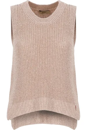 HERNO Stickade tröjor & koftor, Dam, XS, Rosa Ärmlös Crew Neck Topp