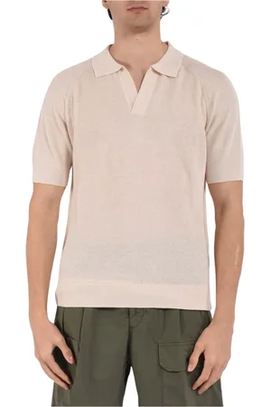 Paolo Pecora Topp, Herr, XL, Linne, Linne Polo med Ribbade Detaljer