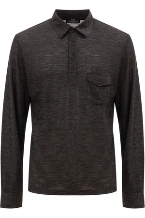 corneliani Topp, Herr, L, Mörkgrå långärmad polotröja