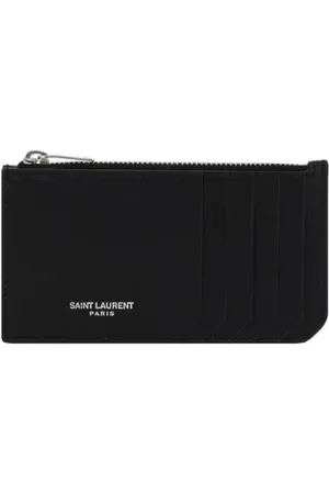 Saint Laurent Accessoarer, Herr, ONE Size, Läder, Svart läder dragkedja kortficka