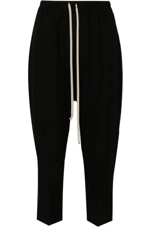Rick Owens Byxor, Dam, S, Svart Ull Dragsko Cropped Byxor