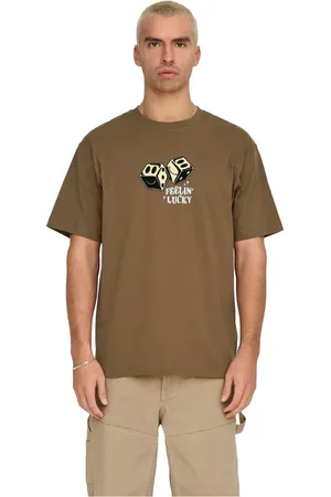 Only & Sons Topp, Herr, L, Bomull, Avslappnad kortärmad T-shirt