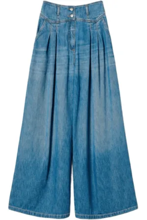 Twin-Set Jeans, Dam, W26, Denim, Hög Midja Wide-Leg Denim Jeans