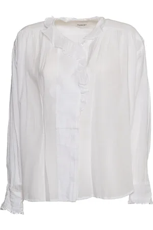 Isabel Marant Blusar & Skjortor , Dam, S, Bomull, Vit Rynkad Krage Topp