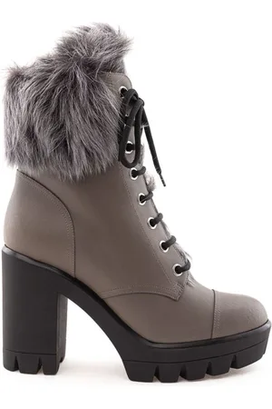 Giuseppe Zanotti Skor, Dam, 37 EU, Läder, Grå Combat Boot med Innerpäls
