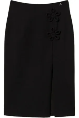 Twin-Set Kjol, Dam, M, Blommig Applikation Midi Kjol