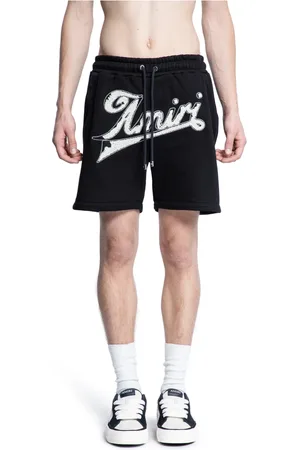 AMIRI Shorts, Herr, L, Bomull, Svart Distressed Sweatshort med Elastisk Midja