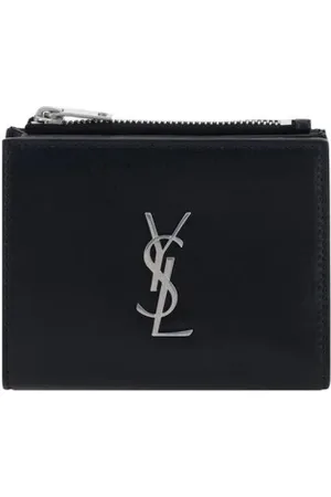 Saint Laurent Accessoarer, Herr, ONE Size, Läder, Svart Läder Dragkedja Plånbok Korthållare