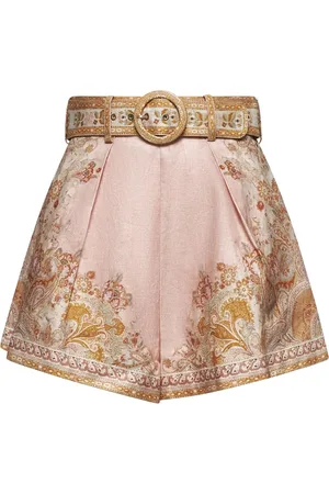 ZIMMERMANN Shorts, Dam, L, Linne, Multifärgad Acacia Linne Shorts