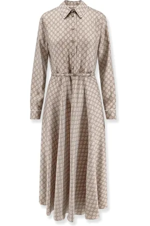 Gucci Klänning, Dam, S, Elegant Brun Silkesklänning
