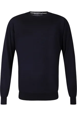 Paolo Pecora Stickade tröjor & koftor, Herr, M, Blå Crew Neck Tröja