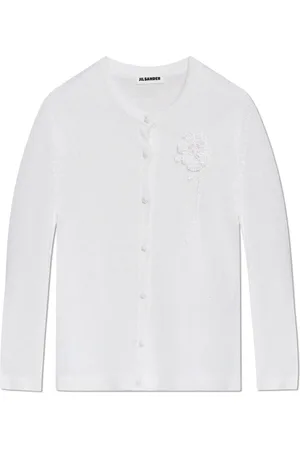 Jil Sander Stickade tröjor & koftor, Dam, M, Kofta med blommotiv