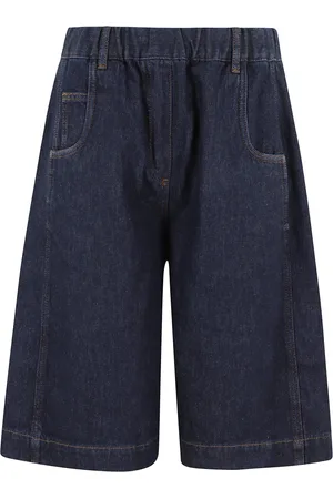 TELA Shorts, Dam, S, Bomull, Blå Bermuda Shorts med Elastisk Midja