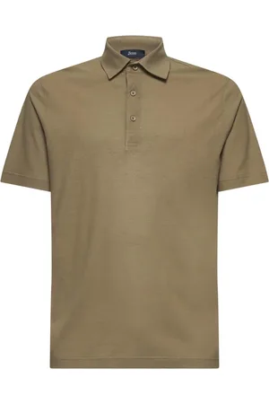 HERNO Topp, Herr, XL, Bomull, Bomull Polo Skjorta Duvgrå