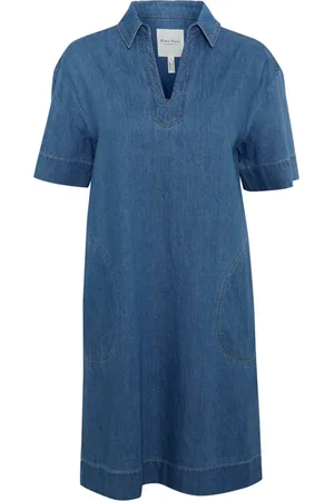 Part Two Klänning, Dam, 3Xl, Denim, Ljusblå Denimklänning med Korta ärmar
