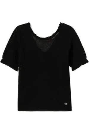 Twin-Set Stickade tröjor & koftor, Dam, XS, Bomull, Blommig Jacquardstickad T-shirt
