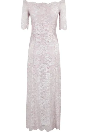 Paco rabanne Klänning, Dam, XS, Rosa Spetsklänning Båtringad Kort Ärm
