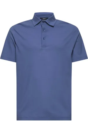 HERNO Topp, Herr, XL, Bomull, Blå Polo Skjorta med Metall Logo