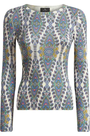 Etro Stickade tröjor & koftor, Dam, L, Paisley Print Stickad Tröja