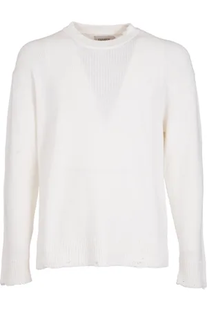 LANEUS Stickade tröjor & koftor, Herr, L, Bomull, Sweater med Distressed Neckline