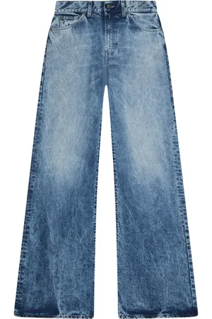 Dondup Jeans, Dam, W27, Bomull, Blåvida Benbyxor med Logotyp