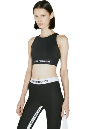 Paco rabanne Topp, Dam, M, Räfflad Logo Cropped Tank Top