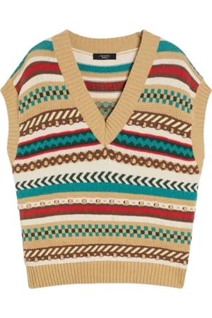 Max Mara Stickade tröjor & koftor, Dam, M, Bomull, Fair Isle Jacquard Bomull Gilet Jacka