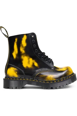 Dr. Martens Skor, Herr, 44 EU, Läder, Svart/DMS Gul Rub Off Lux Stövlar