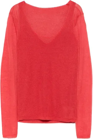 Paloma Wool Topp, Dam, M, Ljus Röd Scoop Neck Långärmad