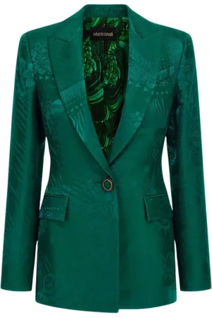 Roberto Cavalli Jacka, Dam, L, Bomull, Lyxig Jacquard Blazer Made in Italy