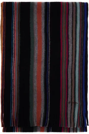 Paul Smith Accessoarer, Dam, ONE Size, Randig ullscarf med fransar