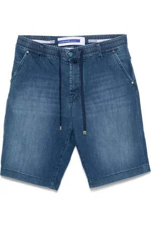 Jacob Cohen Shorts, Herr, W40, Denim, Indigo Blå Elastisk Dragsko Jeans
