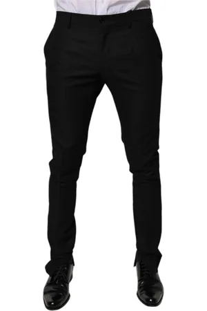 Dolce & Gabbana Byxor, Herr, L, Svarta Skinny Klänningbyxor i Ull