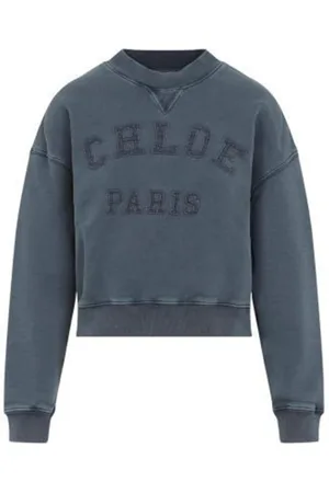 Chloé Sweatshirts & Hoodies, Dam, M, Bomull, Blå Sweatshirt Mysig Avslappnad Stil