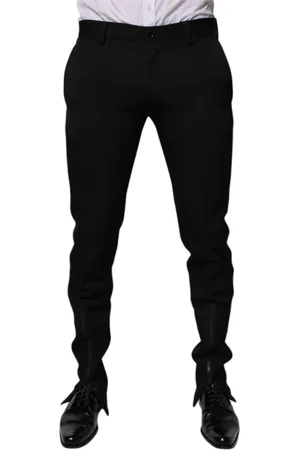 Dolce & Gabbana Byxor, Herr, M, Svarta Ull Tapered Formella Byxor