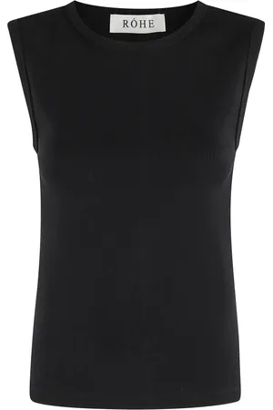 Rohe Topp, Dam, S, Bomull, Räfflad Tanktop Svart Stretch