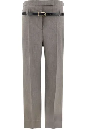 Prada Byxor, Dam, M, Läder, Elegant Mélange Palazzo Byxor