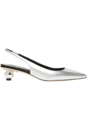 Max Mara Skor, Dam, 37 EU, Läder, Silver Boule Häl Sandaler