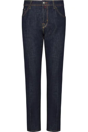 Jacob Cohen Jeans, Herr, W31, Bomull, Blå Cropped Carrot Slim Fit Jeans