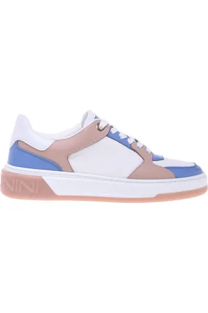 BALDININI Skor, Dam, 38 1/2 EU, Nude leather and light blue fabric trainer