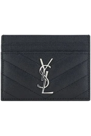 Saint Laurent Accessoarer, Dam, ONE Size, Quiltad Korthållare med Metalllogotyp