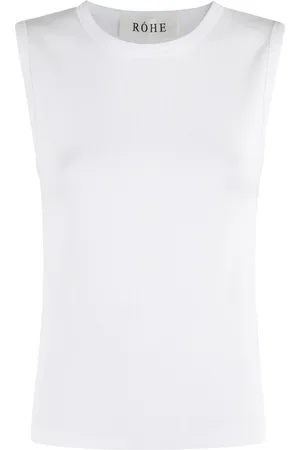Rohe Topp, Dam, M, Bomull, Räfflad Tanktop Vit Stretch