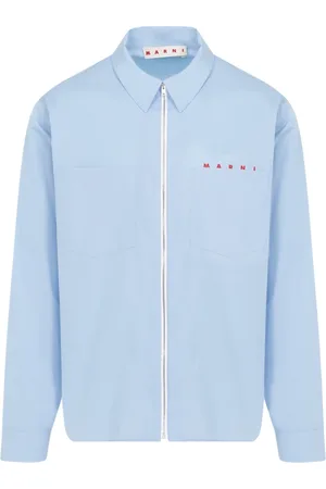Marni Jacka, Herr, M, Bomull, Blå Bomullsskjorta Modern Stil