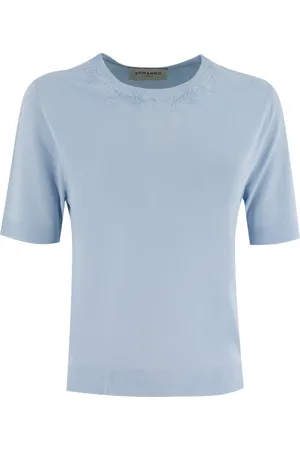 ERMANNO SCERVINO Stickade tröjor & koftor, Dam, M, Blommig Spetsstickad Jersey Topp