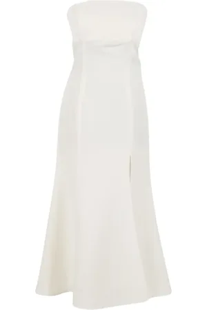 Twin-Set Klänning, Dam, XS, Elegant Lång Bustier Klänning Ivory